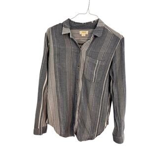 Anthropologie Maeve Blouse Women Size Medium White Blue Stripe Button Down Shirt